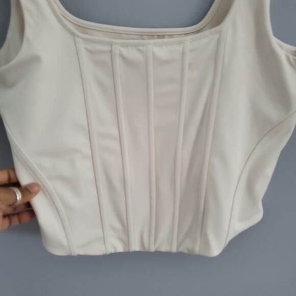 Express Women's Cream Body Contour Bustier Crop Top Size XL - Picture 3 of 6